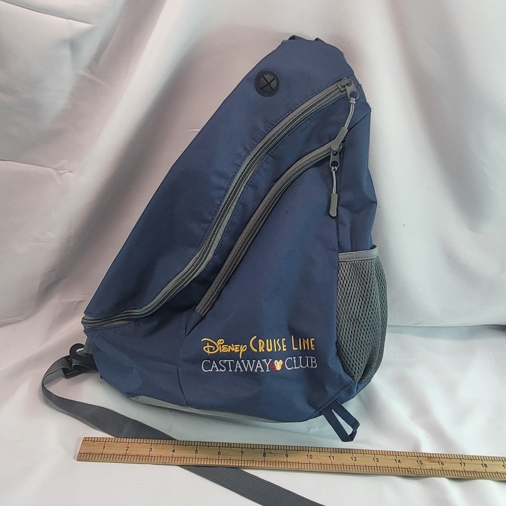 Disney Cruise Line Castaway Club Sling Backpack Blue Gray Shoulder Crossbody Bag - Picture 14 of 14
